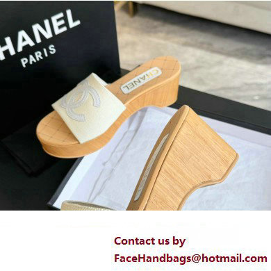 Chanel Fabric  &  Patent Calfskin Mules G45555 White 2024